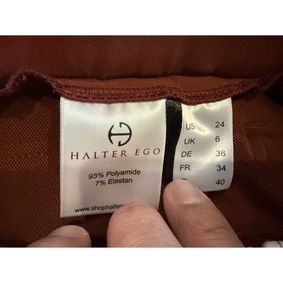 Halter Ego Women Red Brown Equestrian Breeches Grip Riding Stretch Pants Size 24 - Picture 6 of 10